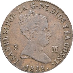 Spain, Isabel II, 8 Maravedis 1894 JA, KM 531, EF-VF