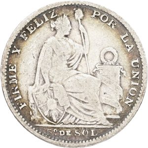 Peru, 1/5 Sol 1898, Lima, KM 205.2, VF-F