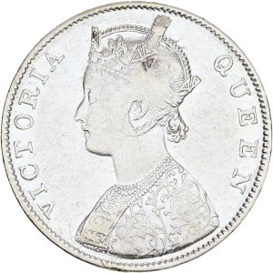 India, Victoria, One Rupee 1862, KM 473, VF-F, cleaned.
