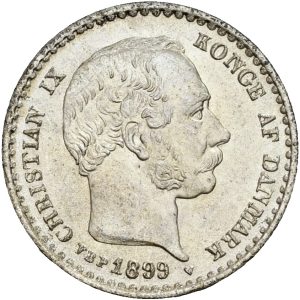 Christian IX, 10 øre 1899, Sieg 9.2, H 16B, kv. 0-01, pletter på bagsiden.