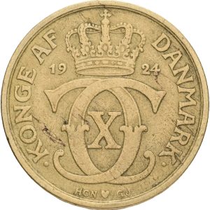 Christian X, 1 krone 1924, Sieg 3.1, H 21A, kv. 1-