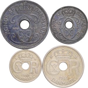 Færøerne, 2, 5, 10 og 25 øre 1941, Sieg 2-5, kv. 1+