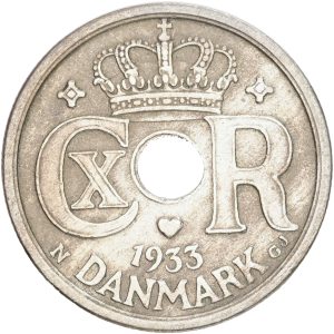 Christian X, 25 øre 1933, Sieg 4.2, H 24B, kv. 1