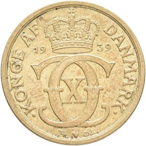 Christian X, 1/2 krone 1939, Sieg 1.2, H 22B, kv. 01-1+