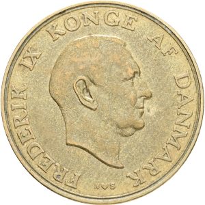 Frederik IX, 1 krone 1954, Sieg 5.1, H 6A, kv. 1+
