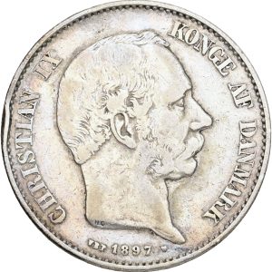 Christian IX, 2 kroner 1897, Sieg 1.2, H 13B, kv. 1-1-, ks.