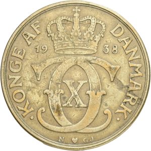 Christian X, 2 kroner 1938, Sieg 3.2, H 20B, kv. 1-1-