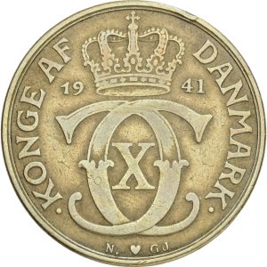 Christian X, 2 kroner 1941, Sieg 3.2, H 20B, kv. 1-, ks.
