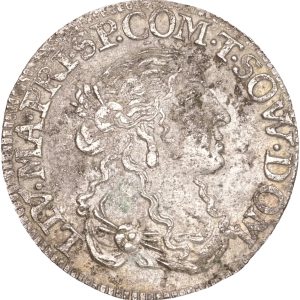 Italy, Tassarolo, Livia Centurioni Oltremarini (1658-1667), Luigino 1666, KM 52.1, EF, corr.
