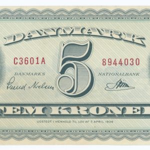 5 kroner 1960 C3, Svend Nielsen / Riim, nr. 8944030, Sieg 129, Pick 42, kv. 01