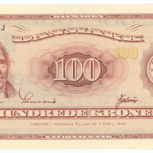 100 kroner 1970 B4 0J-erstatningsseddel, Sunesen / Valeur, nr. 1278844, Sieg 137, Pick 46r, kv. 01