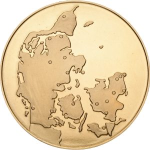 Margrethe II, Dansk Møntsamler Union, 1976, forgyldt Ae, 65 mm, 105,27 g, mærket "001" i randen, kv. M-0, håndteringsspor.