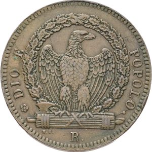 Italy, Roman Republic, 3 Baiocchi 1849 R, KM  23.1, VF, edge nicks.