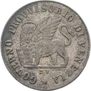 Italy, Republic of San Marco, 15 Centesimi 1848 ZV, KM 801, VF, remnants of tape.