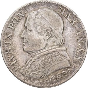 Papal States, Pius IX (1846-1878), Lira 1866 R anno XXI, KM 1378, VF, minor scratches on obverse.