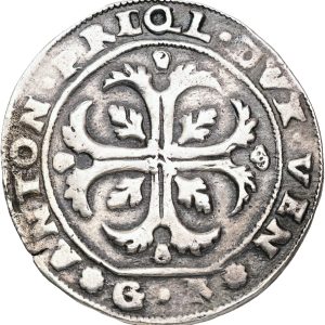 Italy, Venice, Antonio Priuli (1618-1623), 1/2 Scudo / 70 Soldi ND (1618-1620) GR, KM  96, VF, traces of mounting.