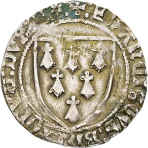 France, Brittany, François II (1458-1488), Gros à l'écu ND, 3.67 g, Poey d'Avant 1320ff., VF, minor bending at 1.30.