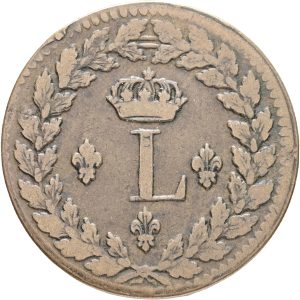 France, Louis XVIII (1814-1824), Décime 1815 BB, Strasbourg mint, KM 701, VF-F