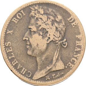 France, French Colonies, Charles X (1824-1830), 10 Centimes 1829 A, Paris mint, KM 11.1, F