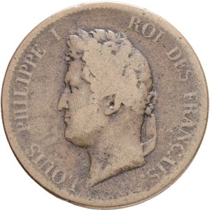 France, French Colonies, Louis Philippe I (1830-1848), 5 Centimes 1839 A, Paris mint, KM 12, F-VG