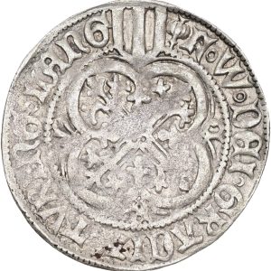 Germany, Saxony, Friedrich II with duke Wilhelm (III) (1440-1464), Schildgroschen ND, 2.74 g, Krug 1034ff., VF