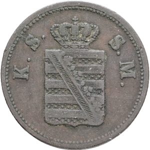 Germany, Saxony, Johann (1854-1873), 2 Pfennige 1859, KM 1185, VF-F