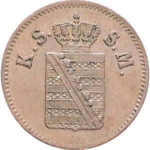 Germany, Saxony, Johann (1854-1873), Pfennig 1859, KM 1184, EF-VF