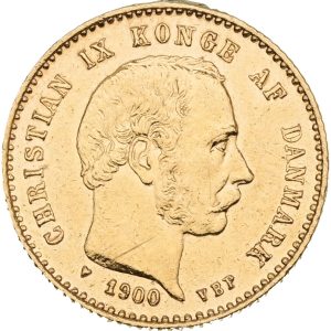 Christian IX, 10 kroner 1900, Sieg 1.2, H 9B, F 296, kv. 1+, pudset, har været hængt.
