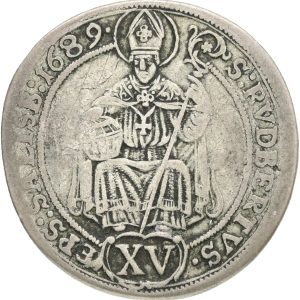 Austria, Salzburg, Johann Ernst von Thun (1687-1709), 15 Kreuzer 1689, KM 250, VF-F