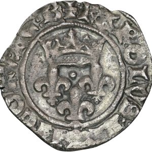 France, Charles VI (1380-1422), Gros dit Florette, 1.88 g, Duplessy 387, VF, small planchet crack.