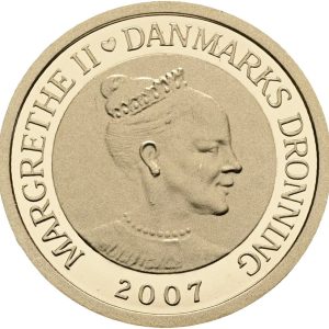 Margrethe II, 1000 kroner 2007, isbjørn, polarmønt, Au (900/1000), 8,65 g, Sieg 1B, kv. Proof - i original kapsel og æske, samt med certifikat.