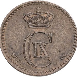 Christian IX, 1 øre 1876, Sieg 1.1, H 19A, kv. 1+