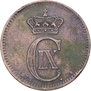 Christian IX, 5 øre 1875, Sieg 1.1, H 17A, kv. 1+-1, ks.