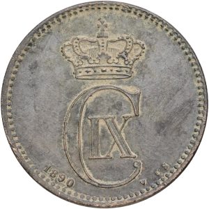 Christian IX, 5 øre 1890, Sieg 1.1, H 17A, kv. 1+, korr., ridser.