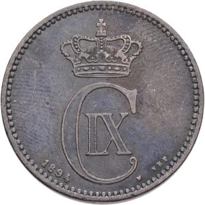 Christian IX, 5 øre 1894, Sieg 1.2, H 17B, kv. 1+-1