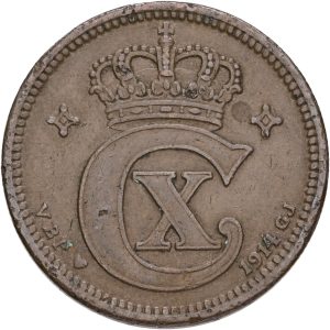 Christian X, 5 øre 1914, Sieg 3.1, H 14A, kv. 1+-1