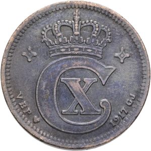 Christian X, 5 øre 1917, Sieg 3.1, H 14A, kv. 1+-1
