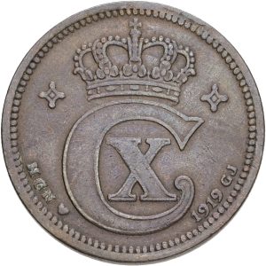 Christian X, 5 øre 1919, Sieg 3.4, H 14B, kv. 1+-1