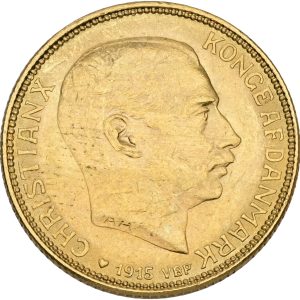 Christian X, 20 kroner 1915, Sieg 3.1, H 1A, F 299, kv. 01, ridser.