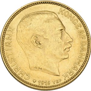 Christian X, 20 kroner 1916, Sieg 3.1, H 1A, F 299, kv. 01