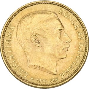 Christian X, 20 kroner 1916, Sieg 3.1, H 1A, F 299, kv. 01, hak.