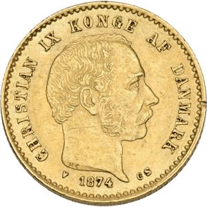 Christian IX, 10 kroner 1874, Sieg 1.1, H 9A, F 296, kv. 01-1+