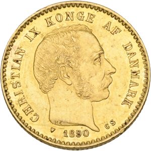 Christian IX, 10 kroner 1890, Sieg 1.1, H 9A, F 296, kv. 1+, let renset.