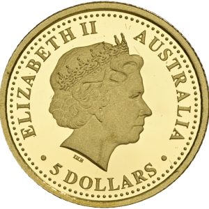 Australia, 5 Dollars 2005, Saltwater Crocodile, Au (999/1000), 1.24 g, KM 950, Proof