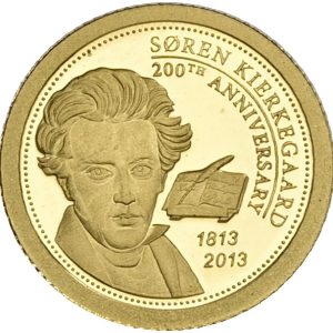 Palau, Dollar 2013, Søren Kierkegaard, Au (999/1000), 0.50 g, Proof