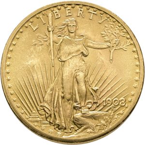 USA, 20 Dollars 1908, no motto, KM 127, F 183, EF