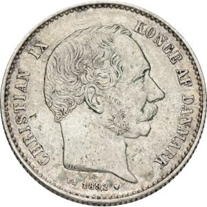 Christian IX, 1 krone 1892, Sieg 1.1, H 14A, kv. 1+/01-1+