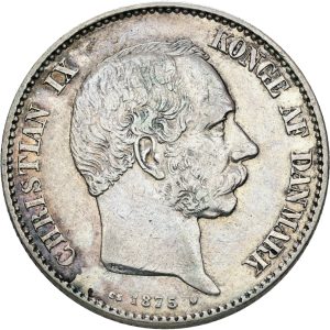 Christian IX, 2 kroner 1875, Sieg 1.1, H 13A, kv. 1+