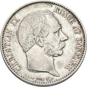 Christian IX, 2 kroner 1899, Sieg 1.2, H 13B, kv. 1+