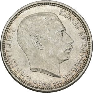 Christian X, 2 kroner 1916, Sieg 2, H 8, kv. 0-01